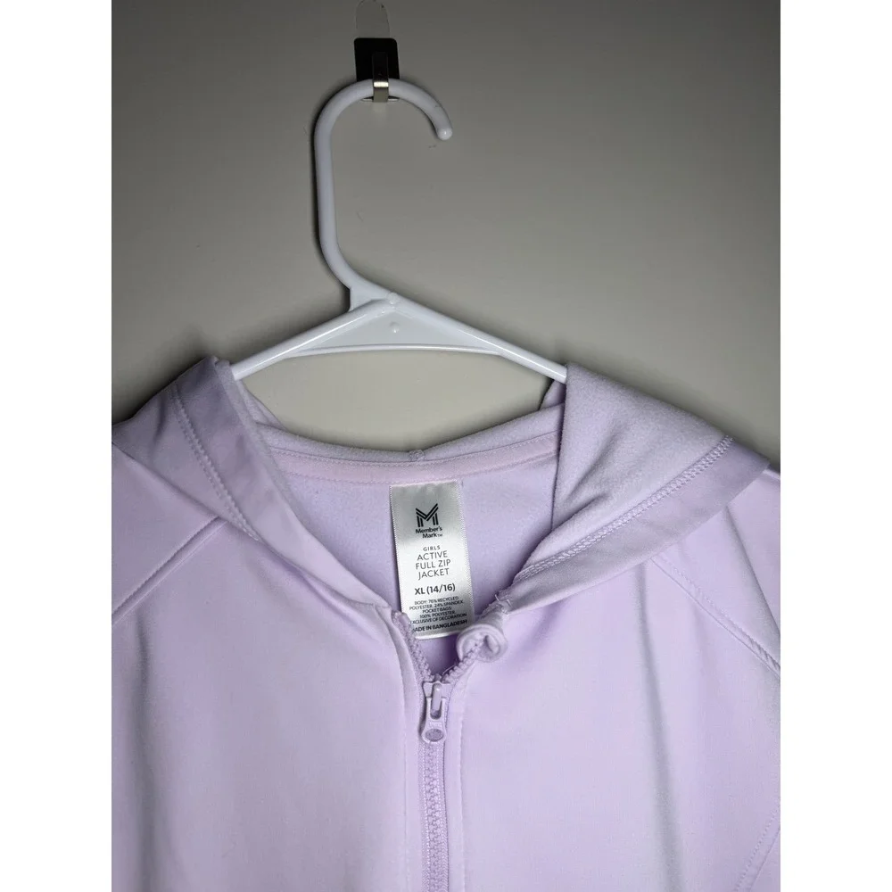 Member's Mark Girls Active Full Zip Jacket Lavender Purple Hooded Size XL 14/16